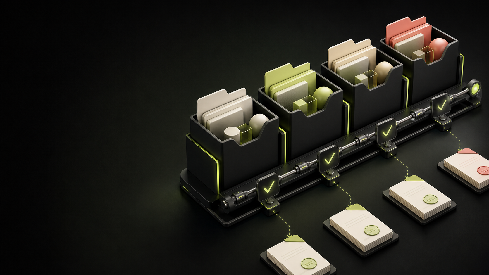 Separated client workspaces moving through a controlled review and delivery system